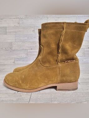 Women’s Frye Cara Western Brown Suede Leather Riding Short Ankle Boots Size 7